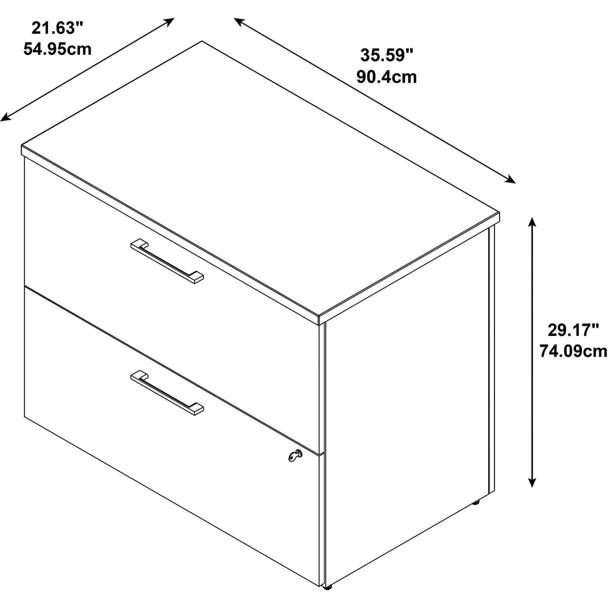 2 Drawer Lateral File Cabinet, 36W, Platinum Gray R67283