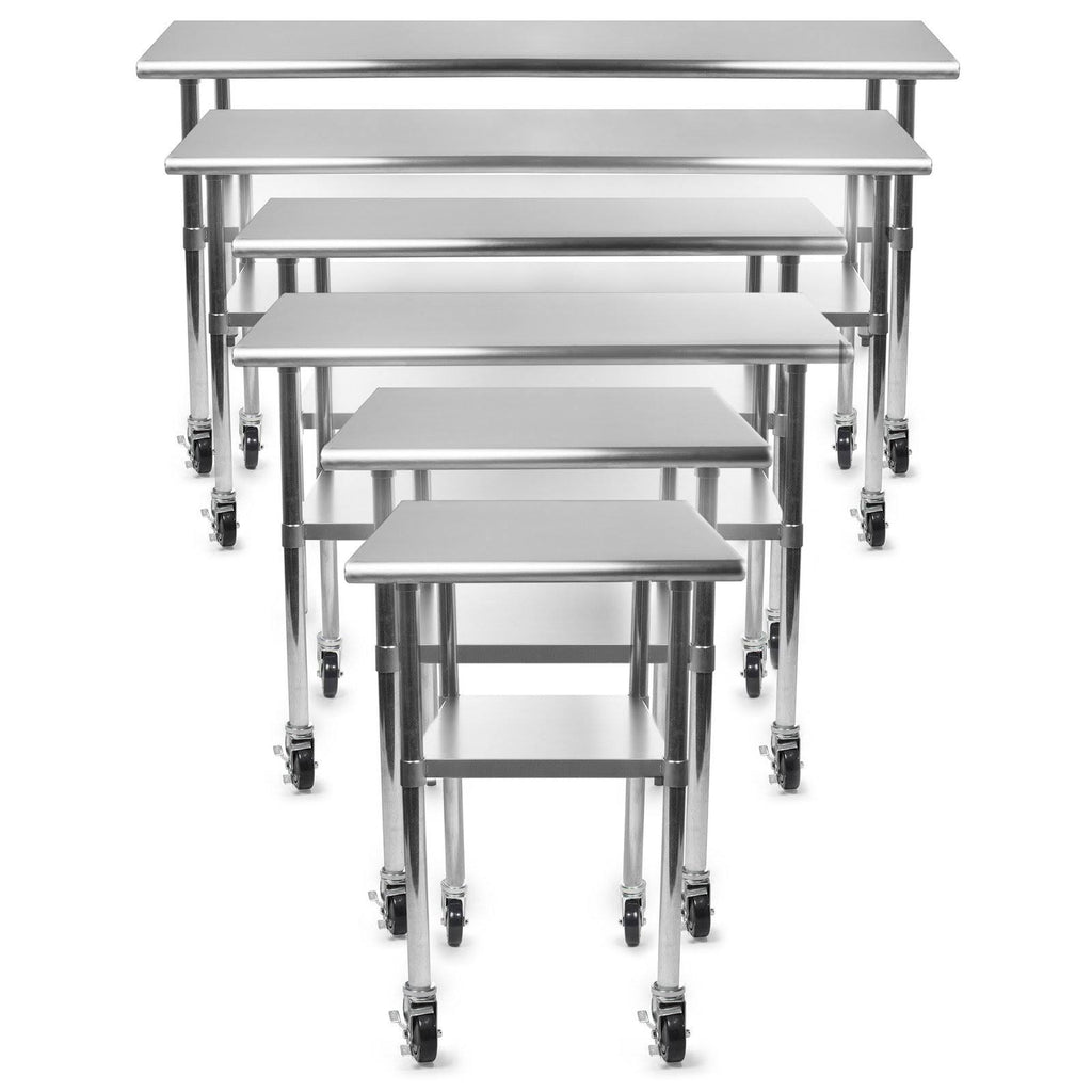 Stainless Steel Commercial Kitchen Prep & Work Table with 4 Casters P797683
