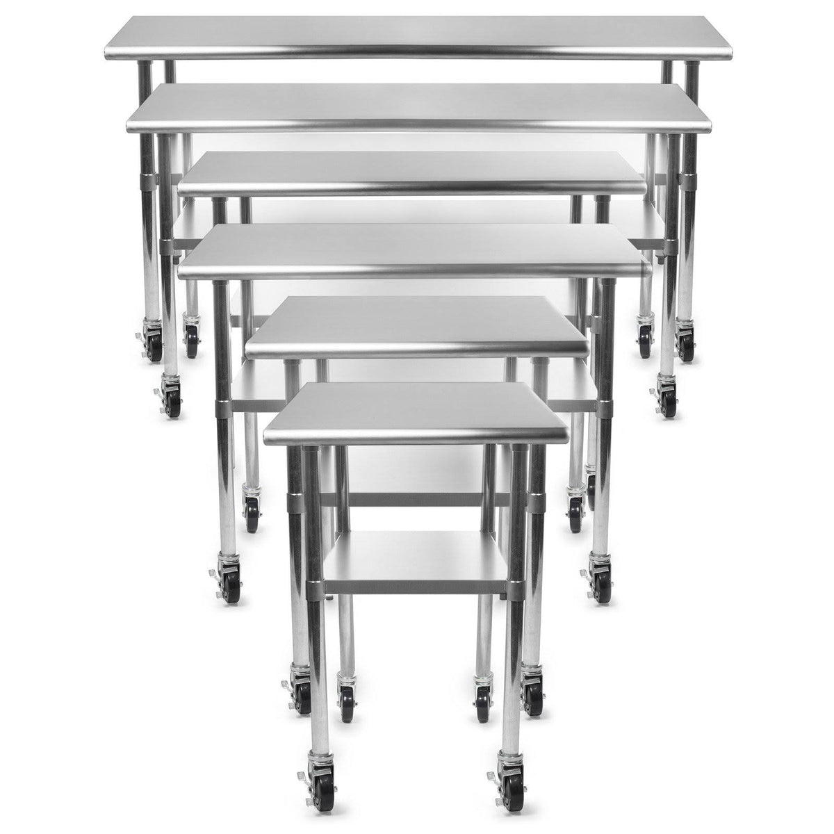 Stainless Steel Commercial Kitchen Prep & Work Table with 4 Casters P797683
