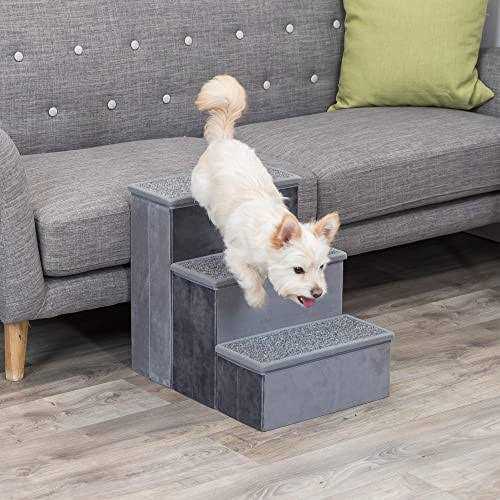 Foldable 3-Step Pet Stairs with Storage U6882