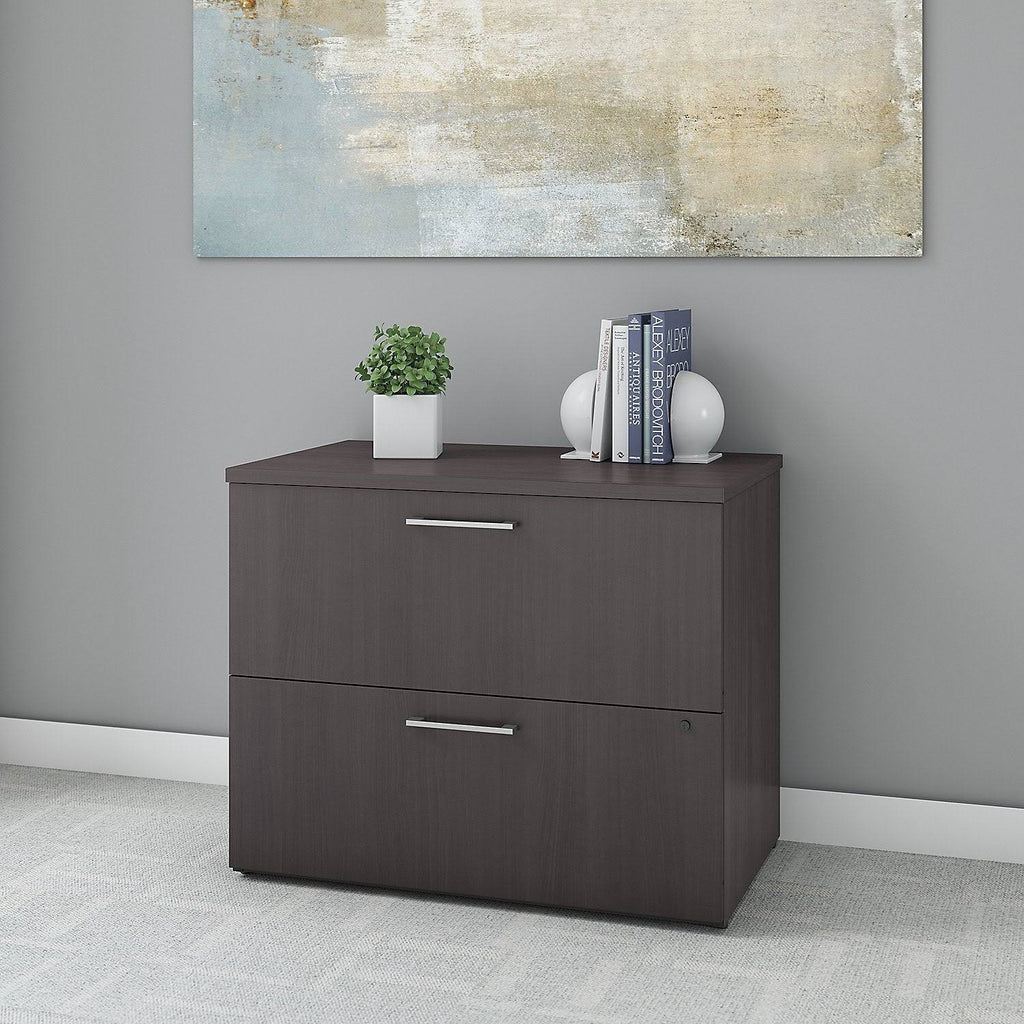 2 Drawer Lateral File Cabinet, 36W, Platinum Gray R67283