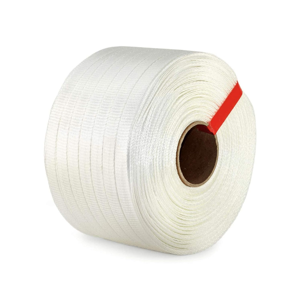 3/4" x 2100’ Woven Cord Strapping Roll, 900 lbs Break Strength, White I2436