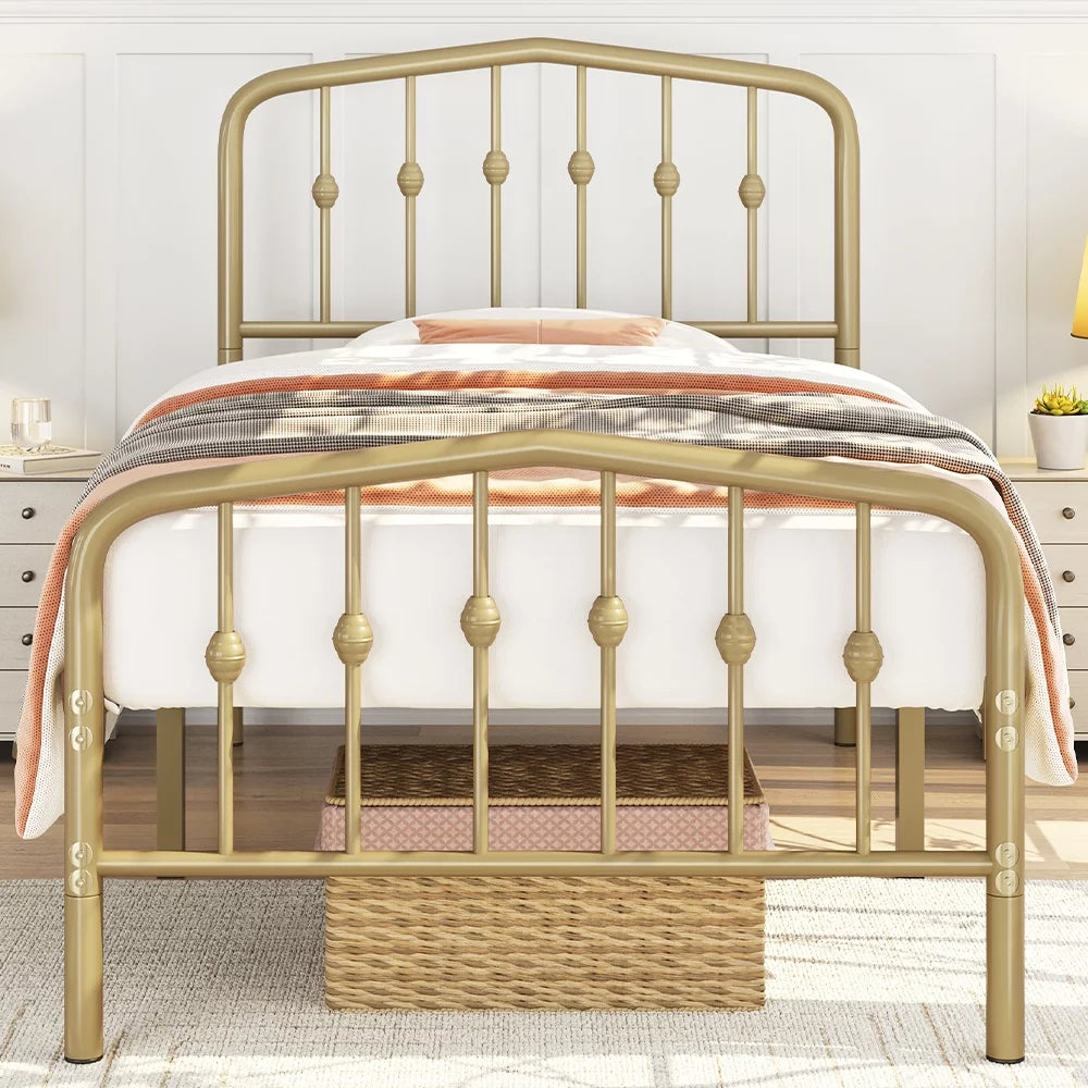 Black Queen Metal Platform Bed Frame with Arched Headboard V851