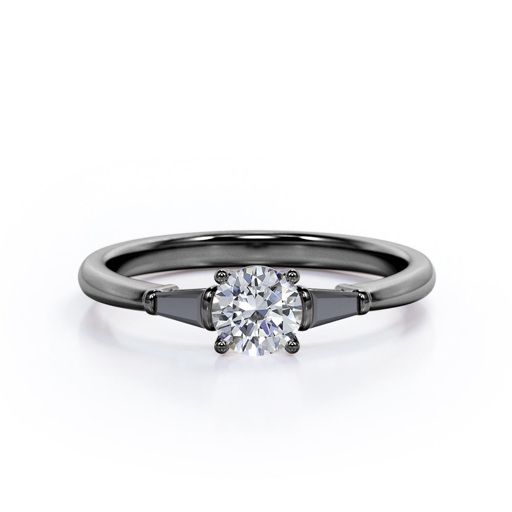 Minimalist Engagement Ring with Lab Created Black Diamond F83578