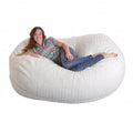 Soft White Fur Large Oval Microfiber Memory Foam Bean Bag Chair B87468