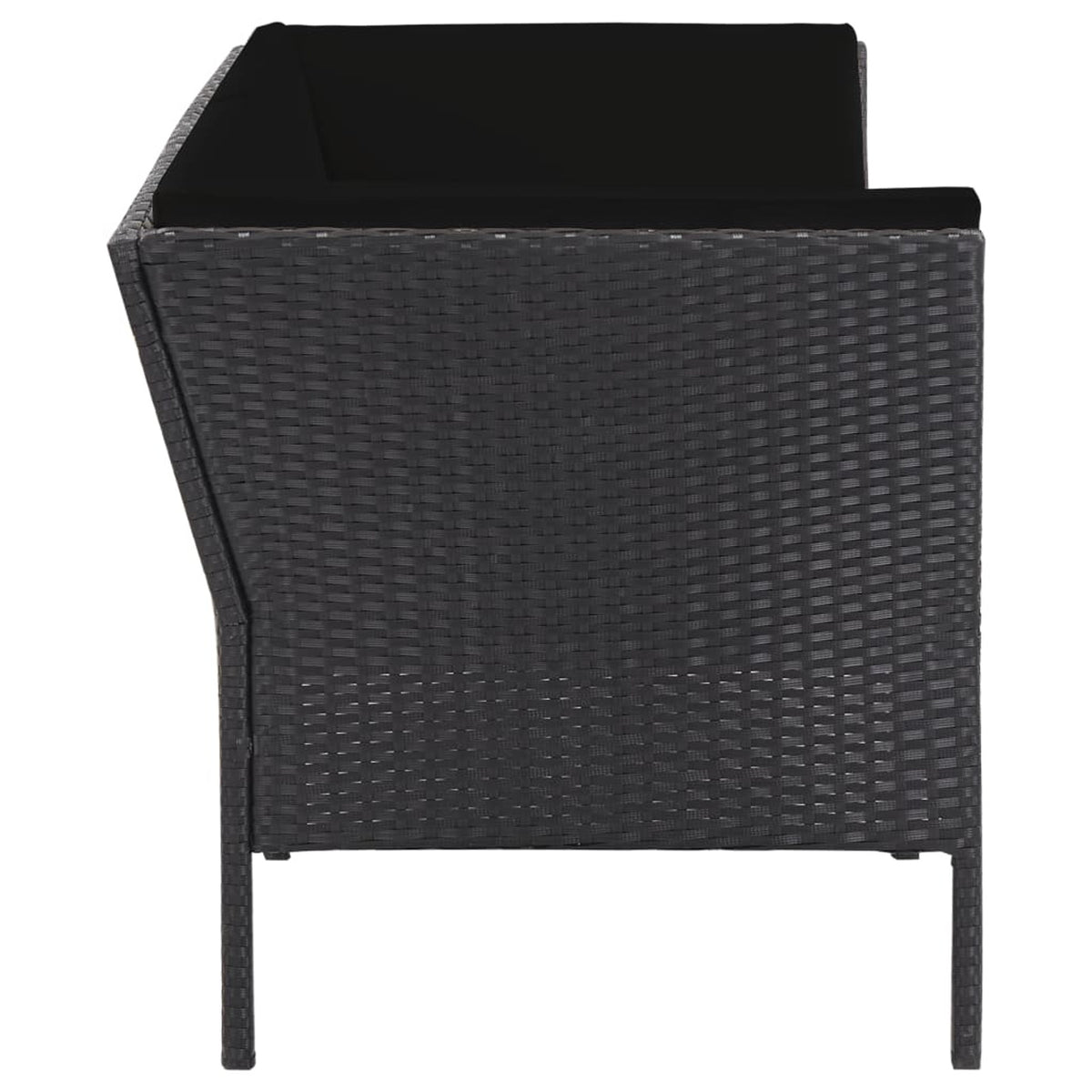 6 Piece Outdoor Conversation Set with Coffee Table Ottoman Black Poly Rattan Patio Sectional D292