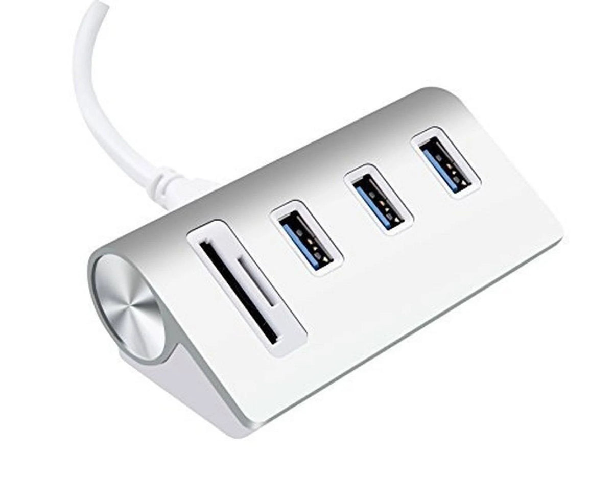 USB 3.0 3-Port Aluminum Hub with SD/TF Card Reader H18965