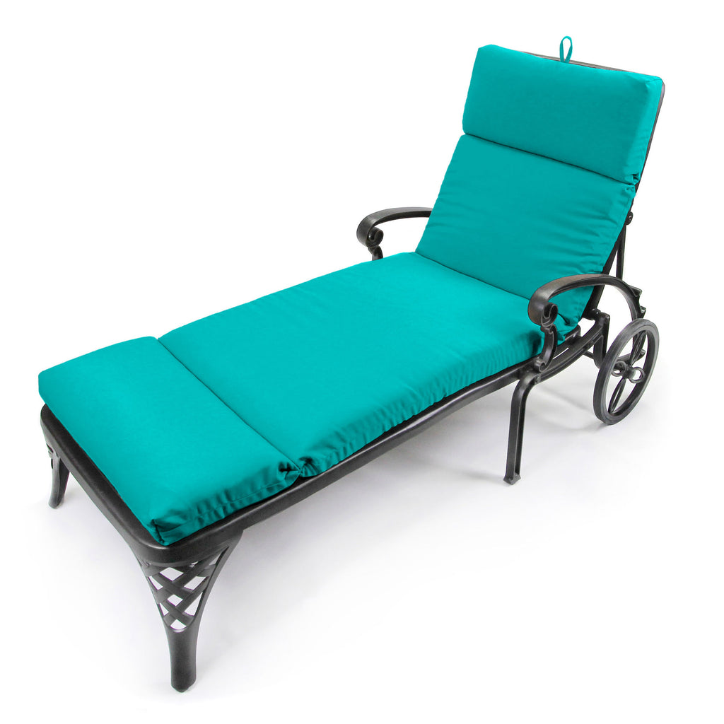 72" x 22" Turquoise Solid Outdoor Chaise Lounge Cushion with Ties and Hanger Loop G6810