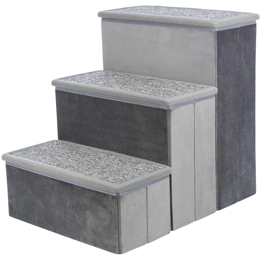 Foldable 3-Step Pet Stairs with Storage U6882