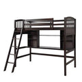 Espresso Twin Solid Wood Convertible Loft Bed with Bookcase W923627