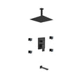 Matte Black Shower Set with Rain Shower, Tub Filler and 4 Body Jets B268