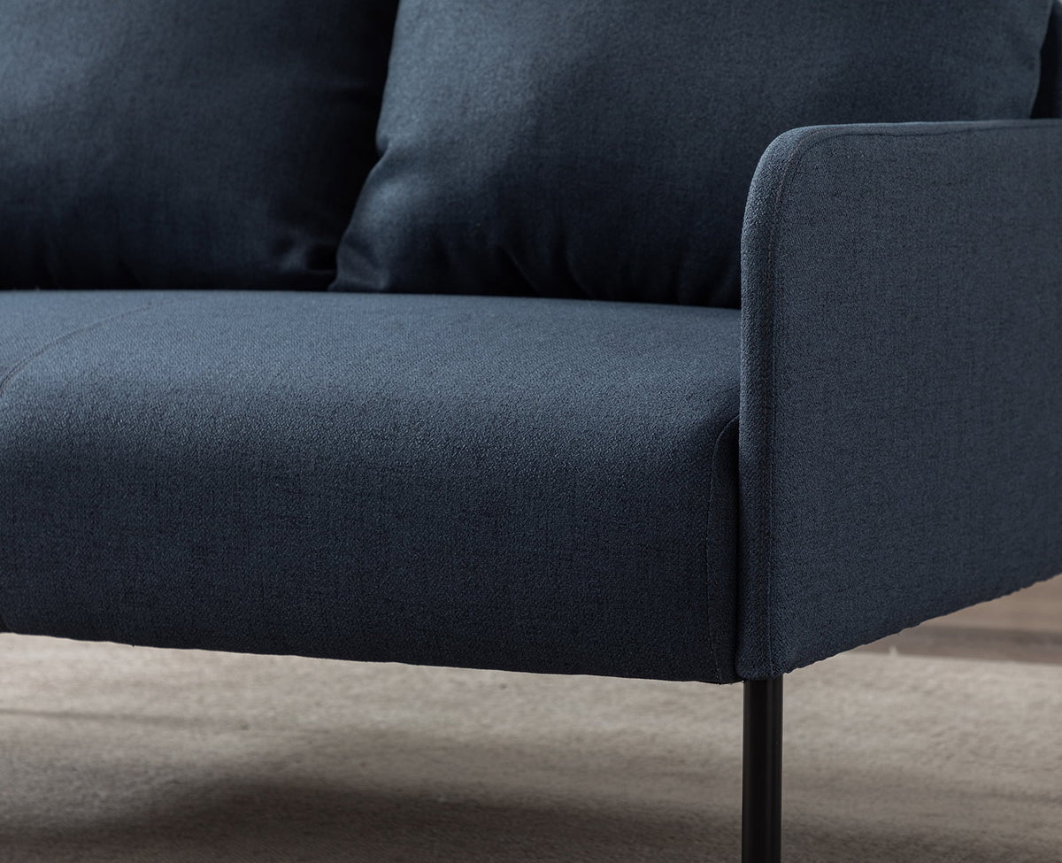 Blue Fabric Two Seats Sofa with Two Pillow and Metal Feet C62694
