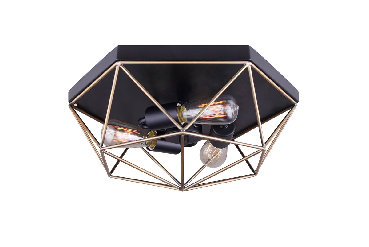 Black 3 Light Flush Mount O7457