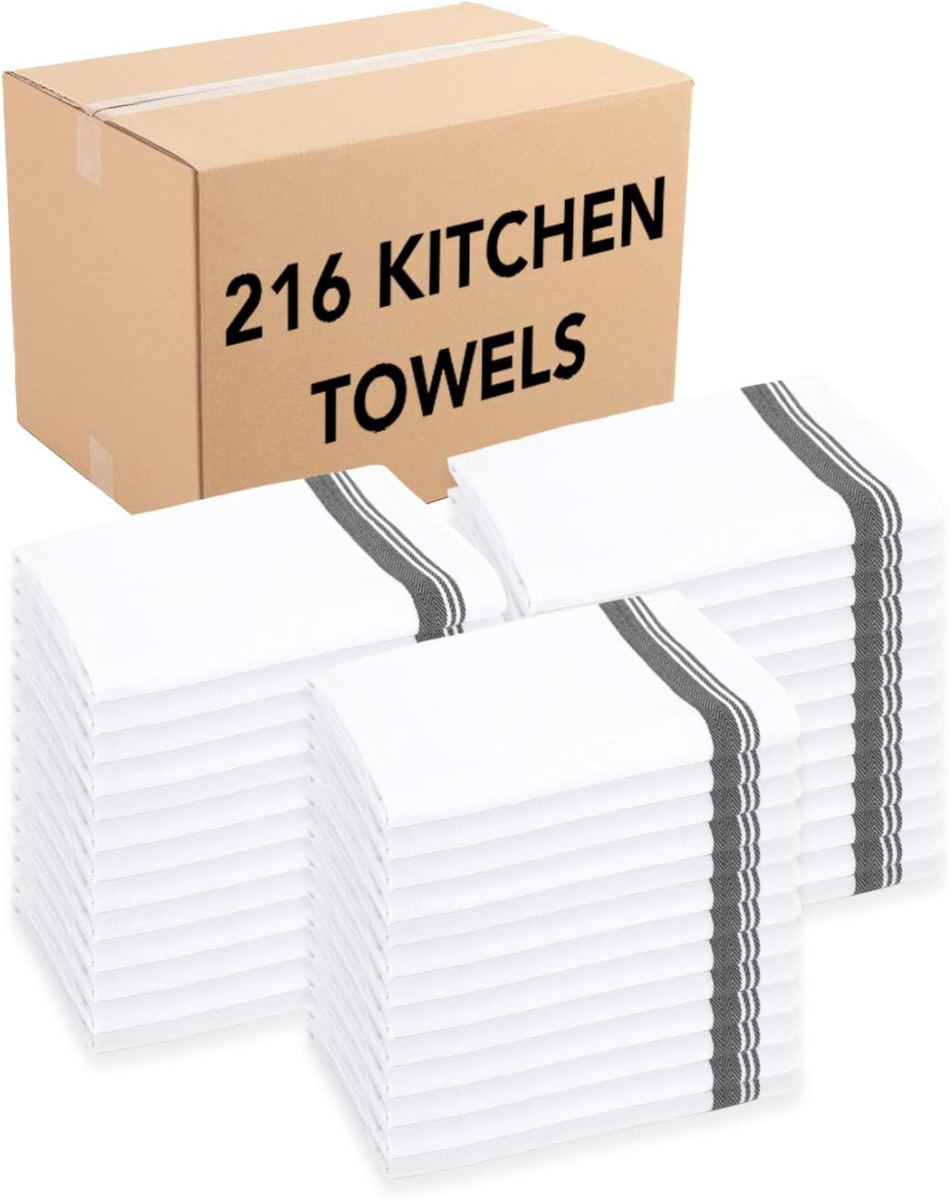 Oversized 100 Percent Cotton Kitchen Towels, Blue Stripes, 216 Bulk Case Pack Q35036