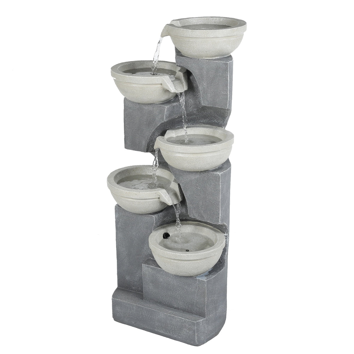 Gray Resin Cascading Outdoor Fountain with LED Lights N11386
