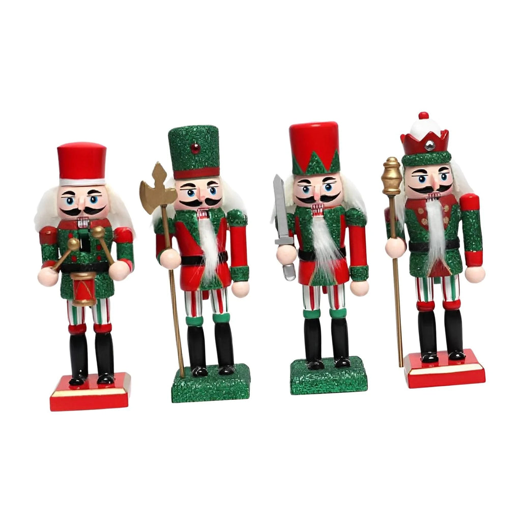 18cm 4 Pieces Wooden Nutcracker Soldier Table Decoration B66002