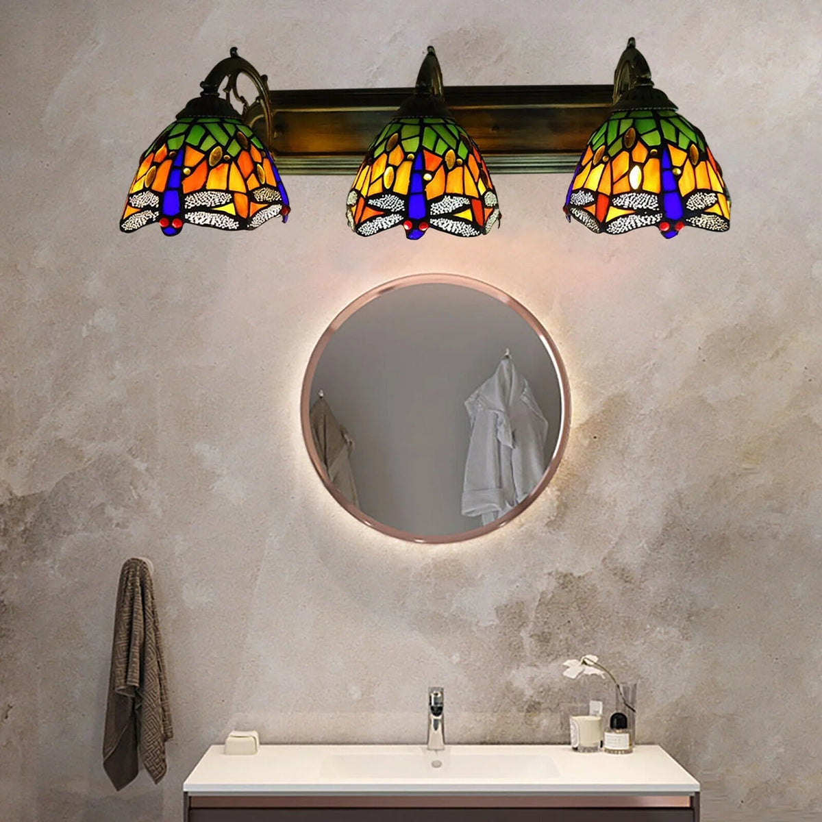 Dragonfly Wall Sconce Lamp Stained Glass E436