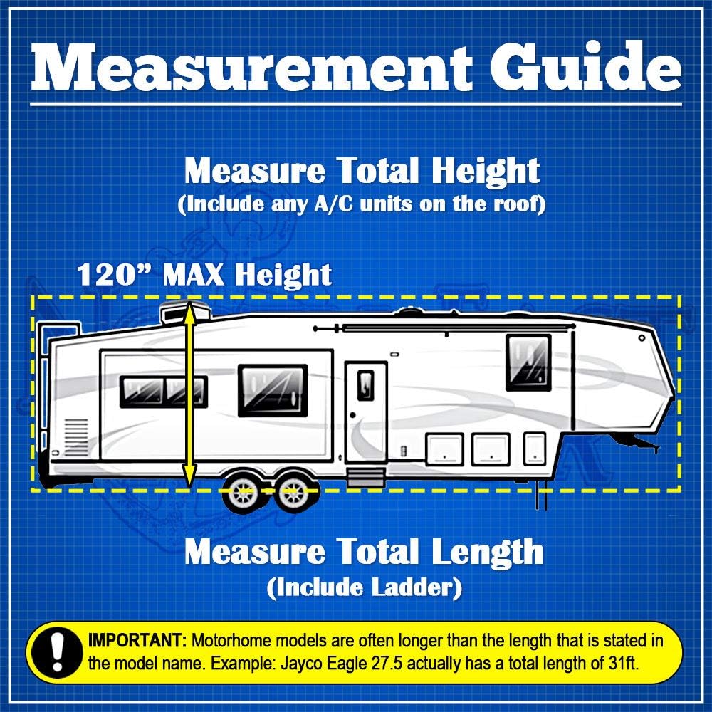 Waterproof 5th Wheel Toy Hauler RV Cover Fits Length 29'-33' Gray D7946