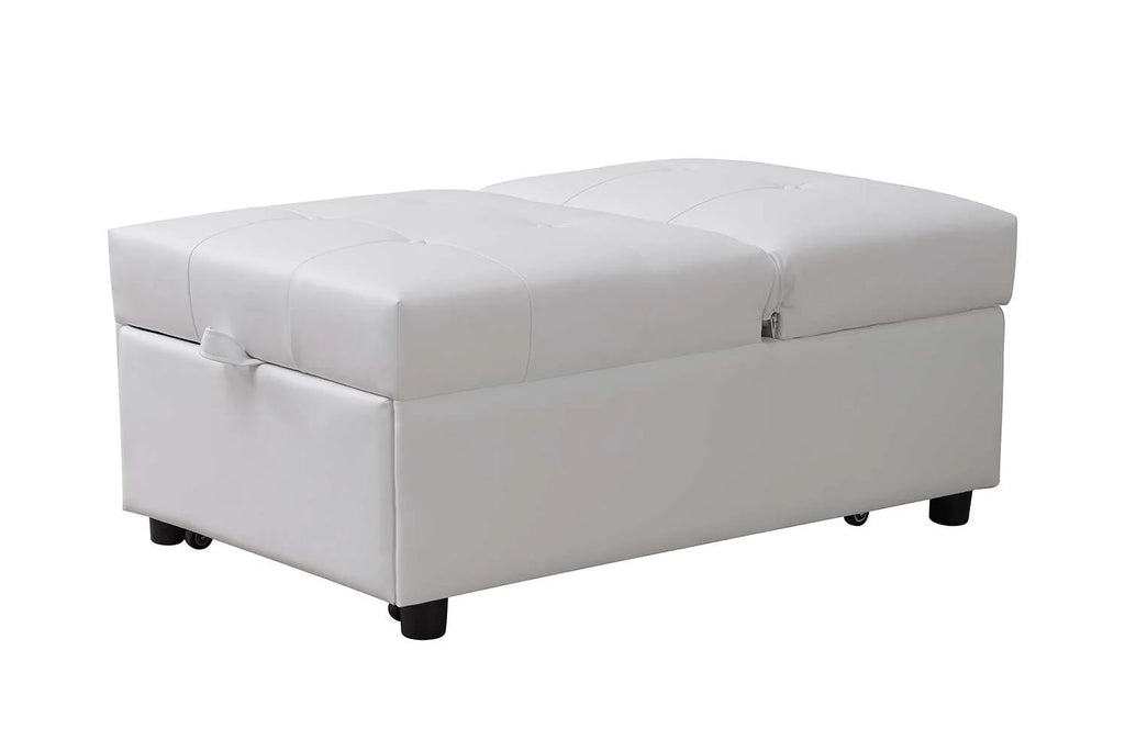 White Convertible Ottoman Sofa Bed L6145