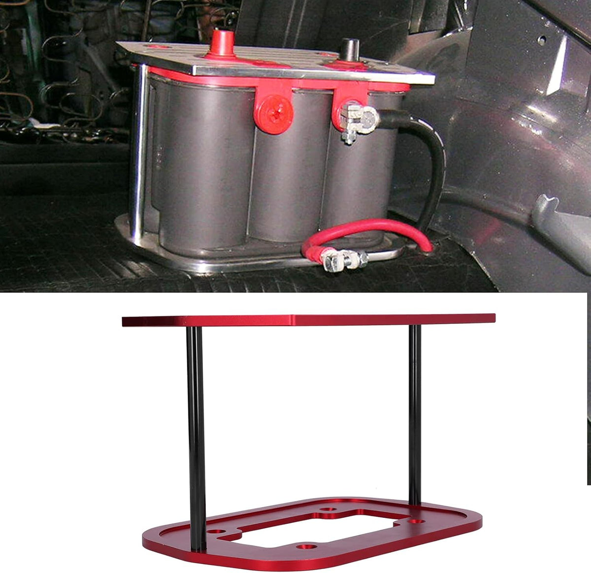 Battery Hold Down Tray Bracket Aluminum Red Pack of 2 Z25952