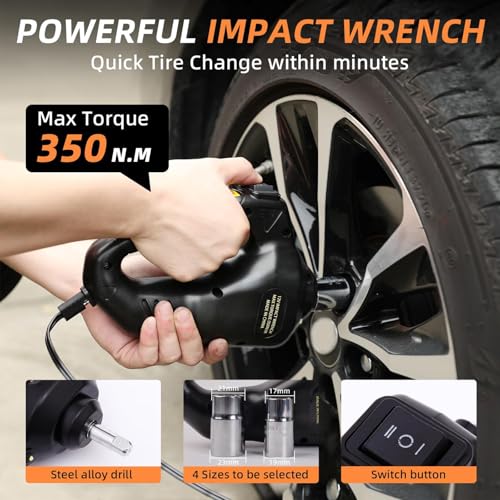 5 Ton 12V Electric Car Jack Kit with Impact Wrench and Tire Inflator Pump V875