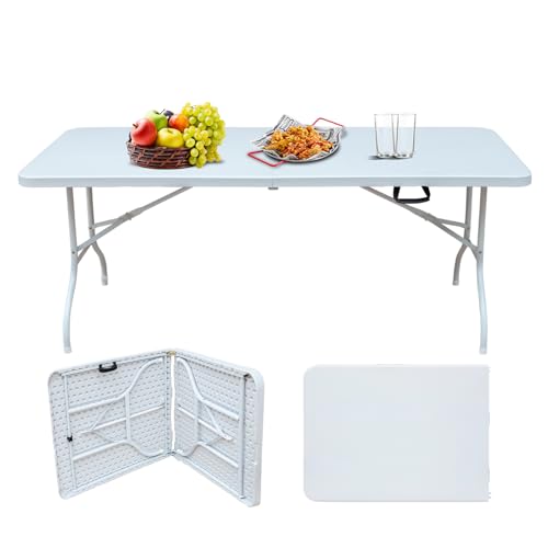 White Black Plastic Folding Table C77537