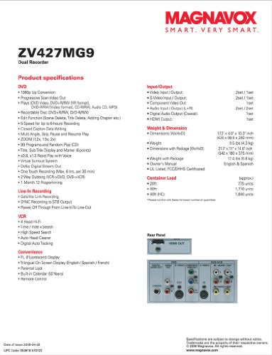DVD Recorder VCR Combo with HDMI K43797