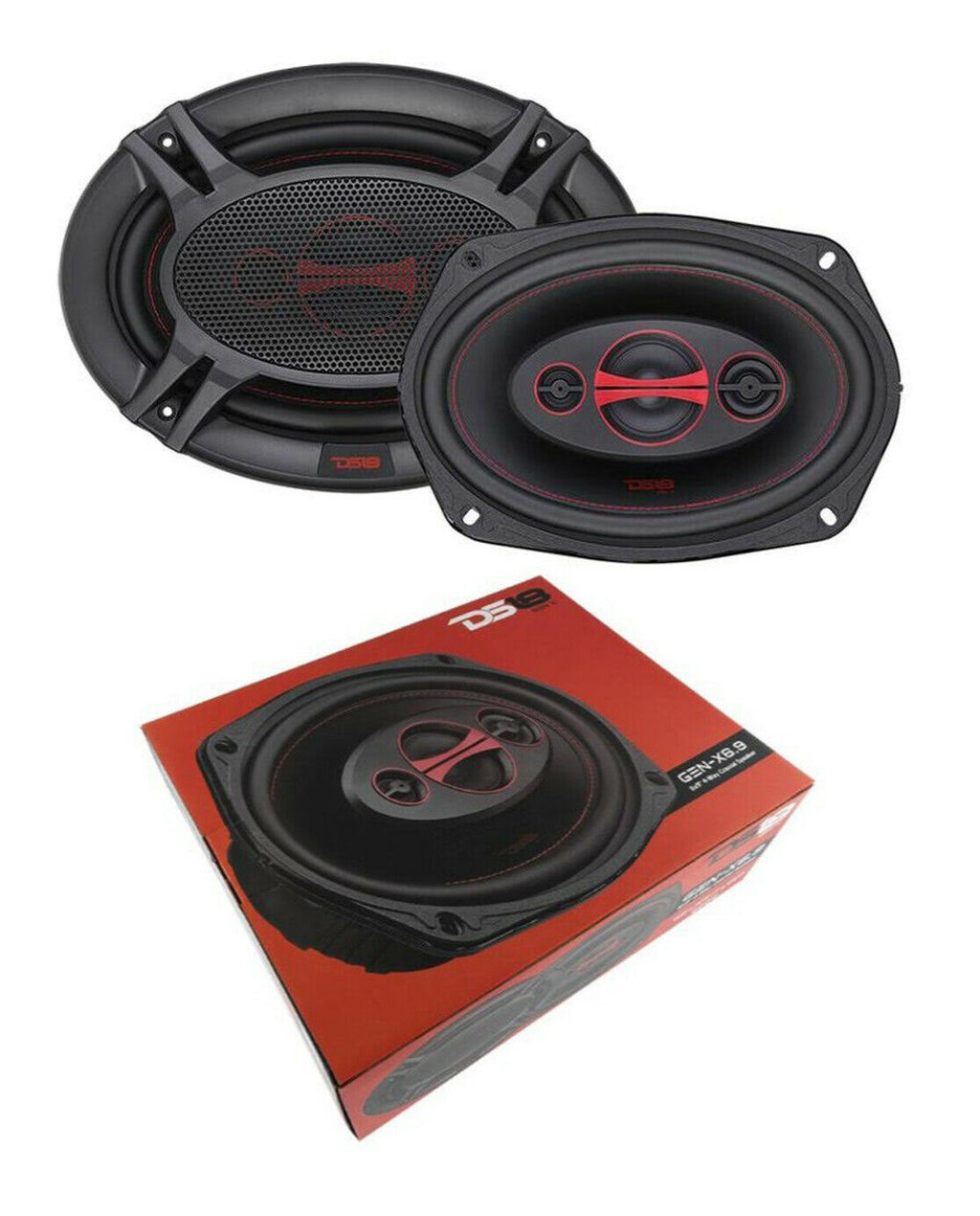 6 x 9 inch 4 Way 180W Coaxial Speaker, 1 Pair, Black B493885