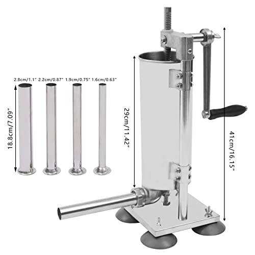 Stainless Steel 3L 6LBS Vertical Meat Sausage Stuffer Machine with 8 Stuffing Tubes N12943