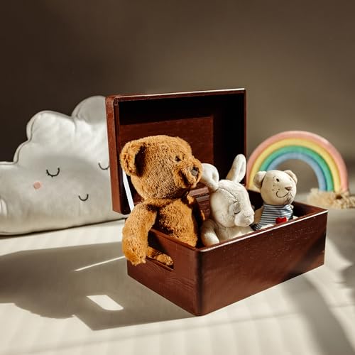 Large Brown Wooden Box Storage with Hinged Lid K815692