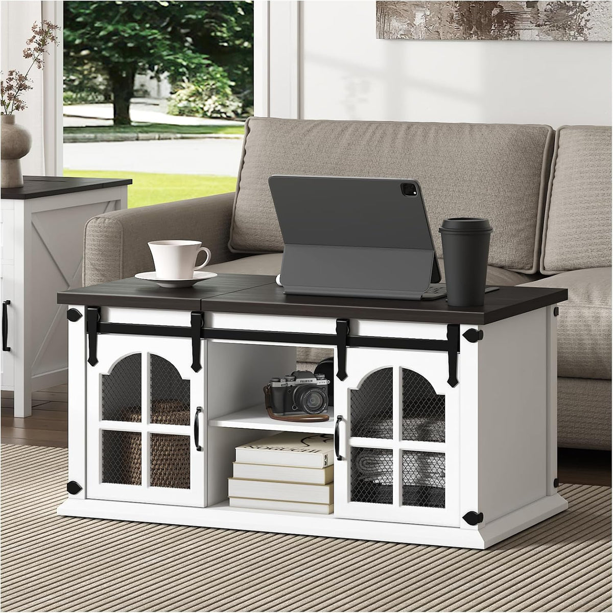White Lift Top Coffee Table with Storage B12742