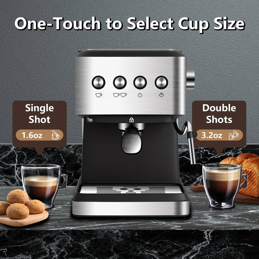 20 Bar Stainless Steel Espresso Machine with Milk Frother C57990