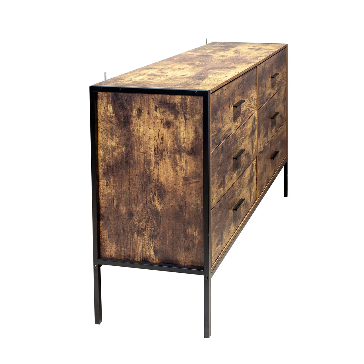 Rustic Brown Wood 6 Drawer Double Dresser U179765
