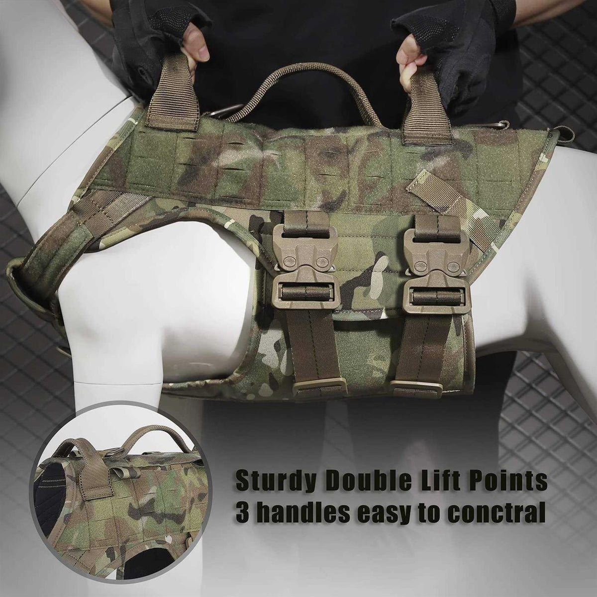 Adjustable Padded Tactical Dog Harness I59380