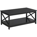 Wooden Rectangle Coffee Table with Storage Shelf S326
