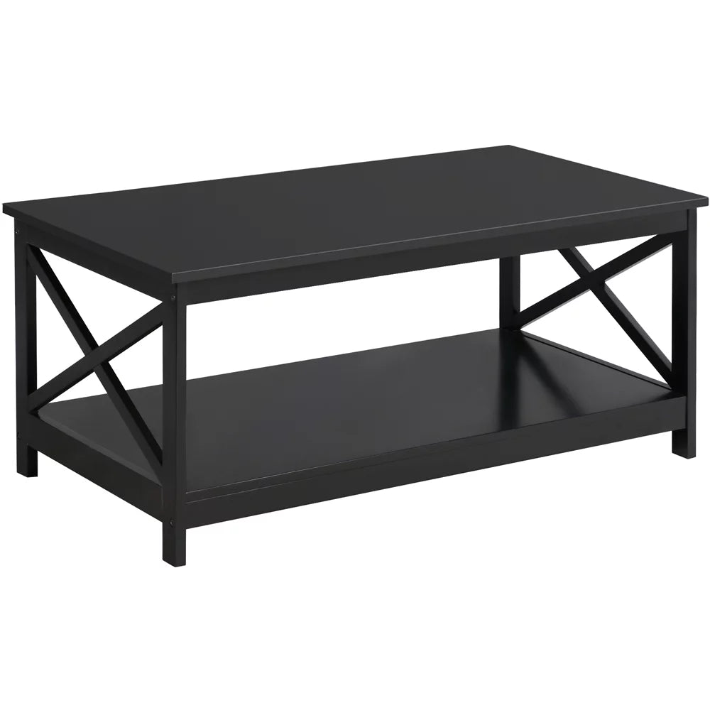 Wooden Rectangle Coffee Table with Storage Shelf S326