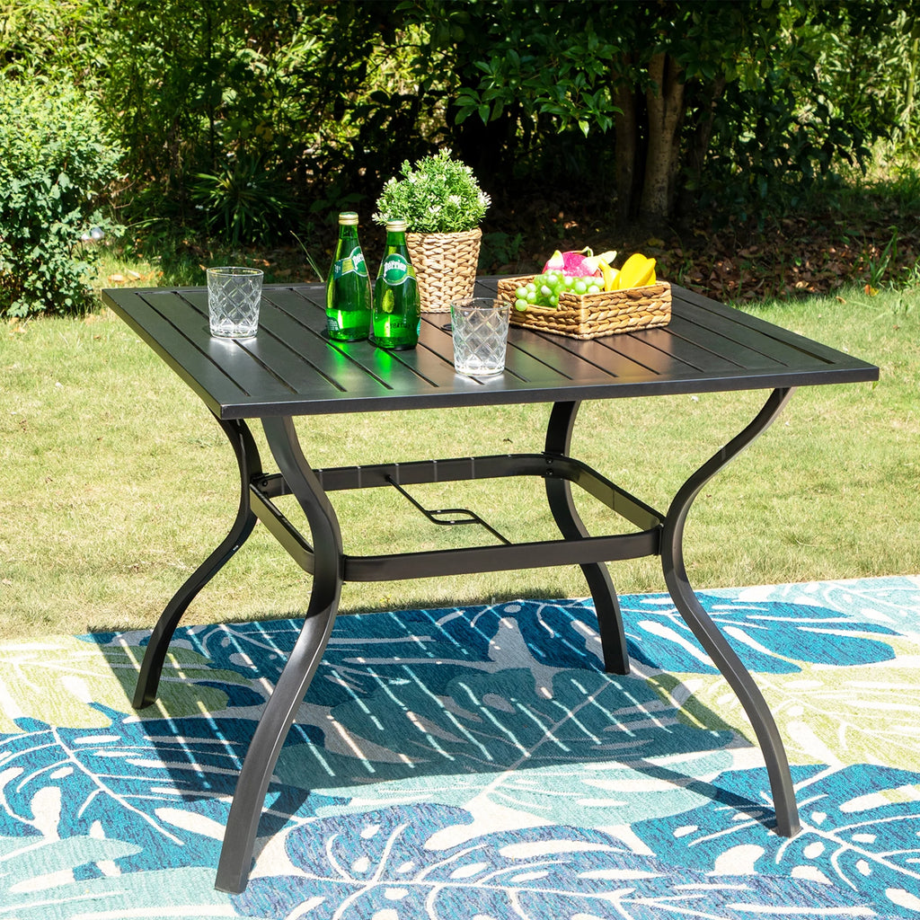 5 Pieces Outdoor Patio Dining Set with Textilene Chairs and Metal Table Y8546