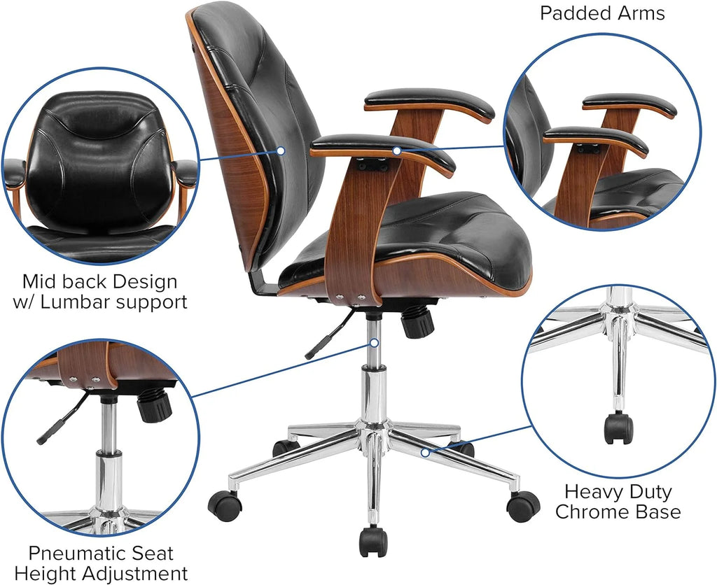 Black Faux Leather Ergonomic Office Chair J420