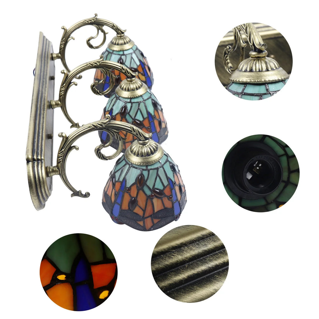 Dragonfly Wall Sconce Lamp Stained Glass E436