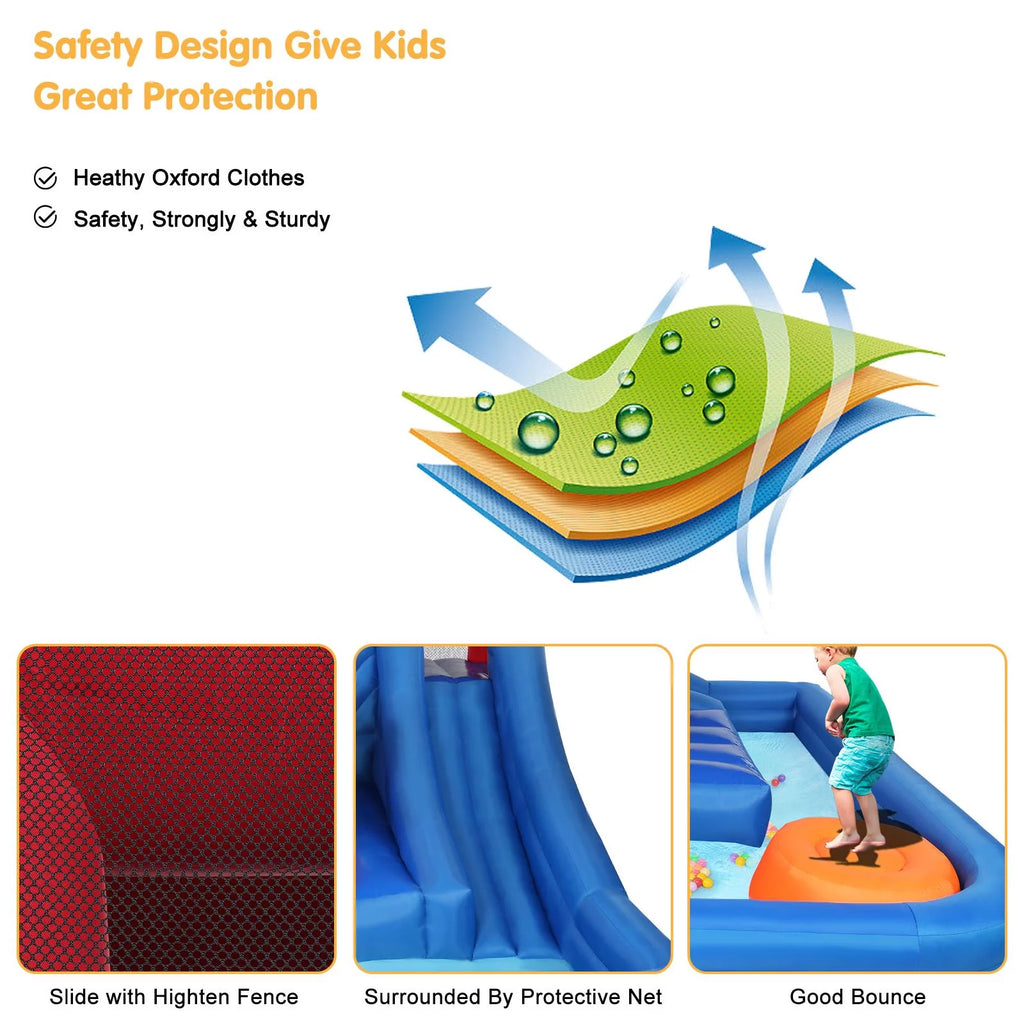 Inflatable Bounce House Castle with 2 Water Slide Pool I4278