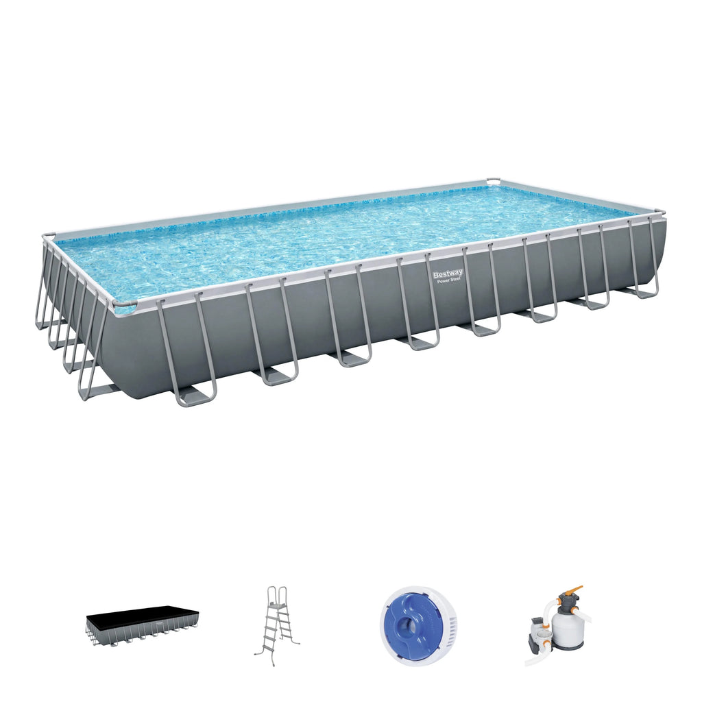 Power Steel 31'4 x 16' x 52 Rectangular Above Ground Pool Set I64094