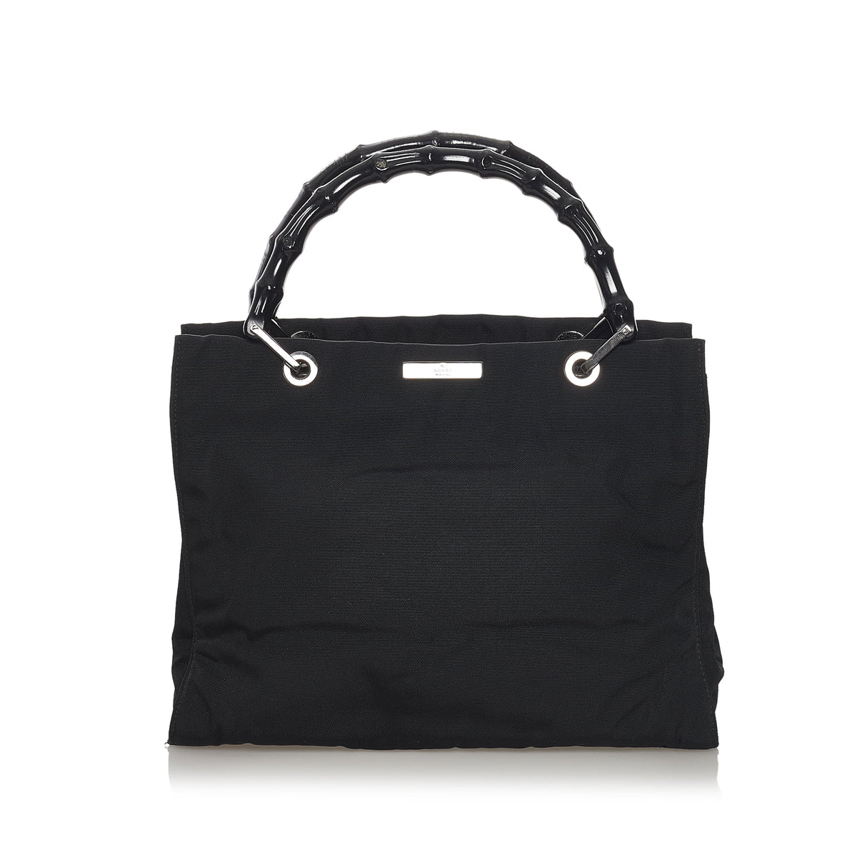 Black Nylon Bamboo Top Handle Handbag Y329332