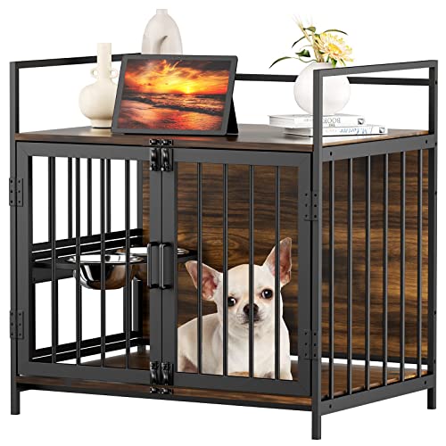 Large Dog Crate with 2 Stainless Steel Bowls D67598