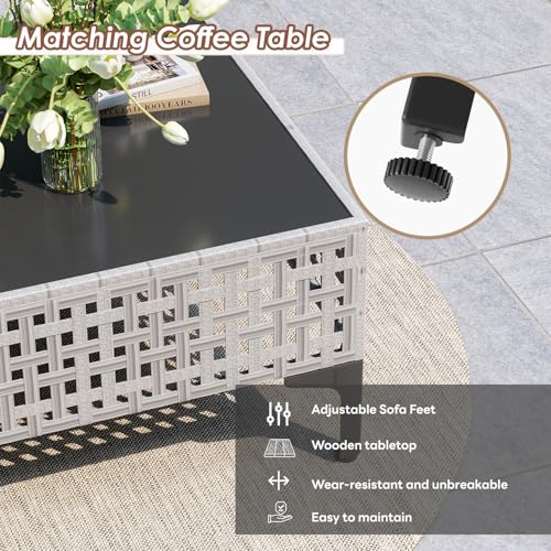 7-Piece All-Weather Rattan Patio Furniture Set with Cushions V56910