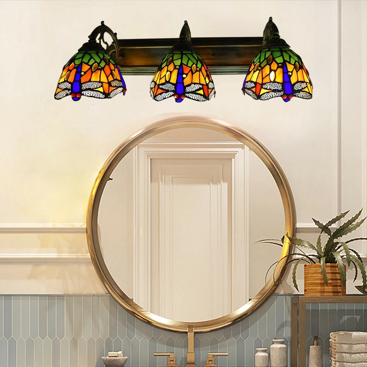 Dragonfly Wall Sconce Lamp Stained Glass E436