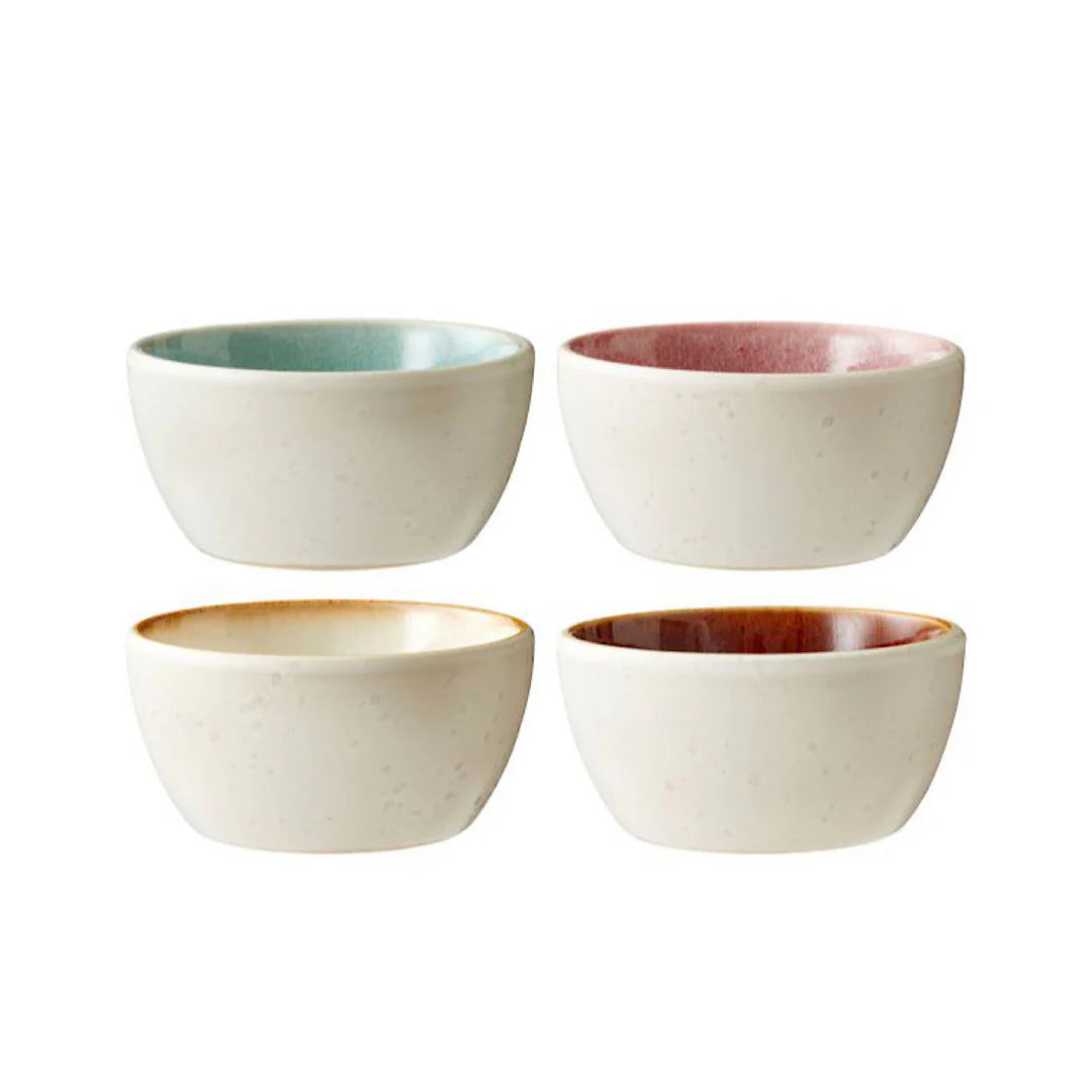 Stoneware Bowl 10 cm 4 Pcs Off-White Multicolored L250011