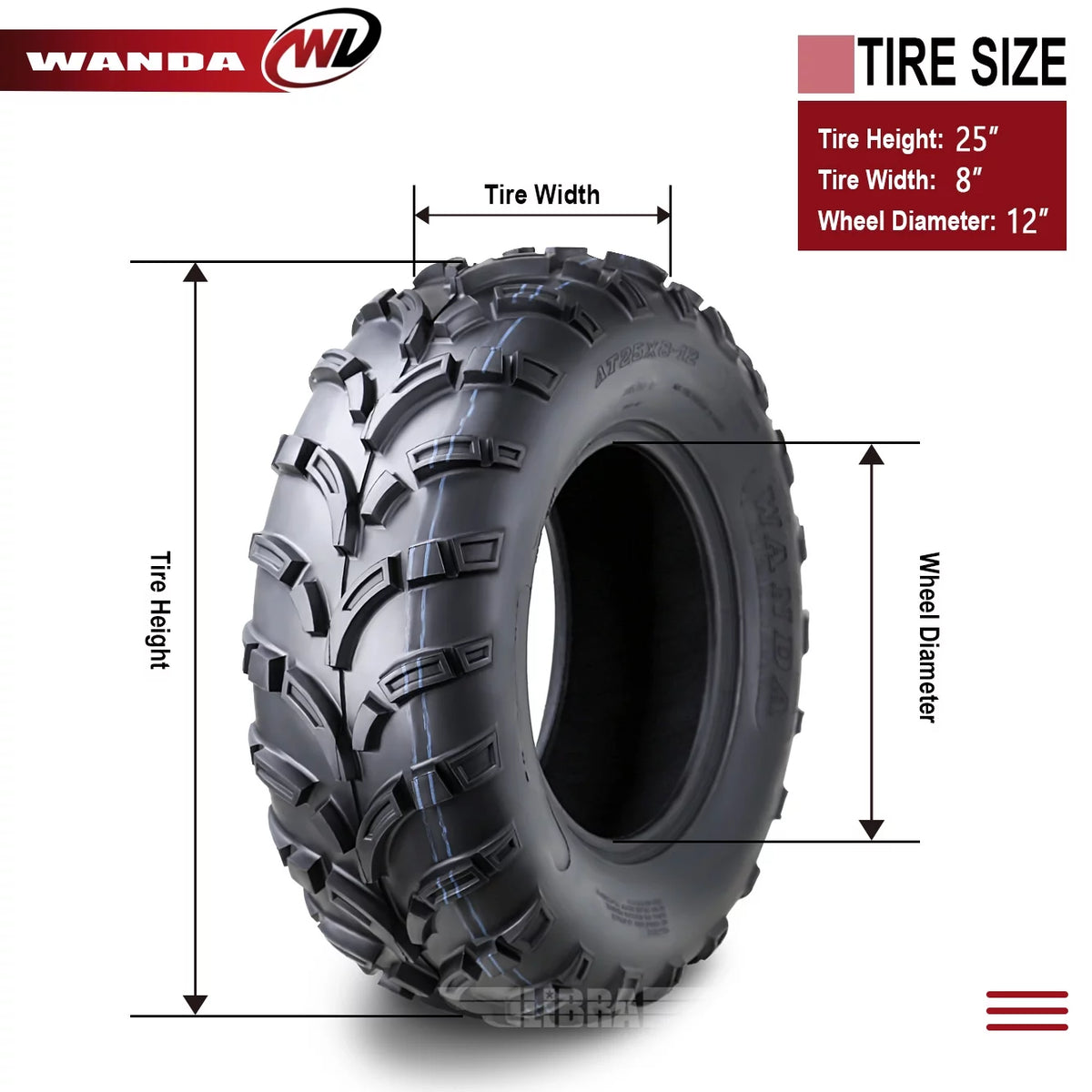 ATV/UTV Tires 25x8-12 6PR Set 2 J61412