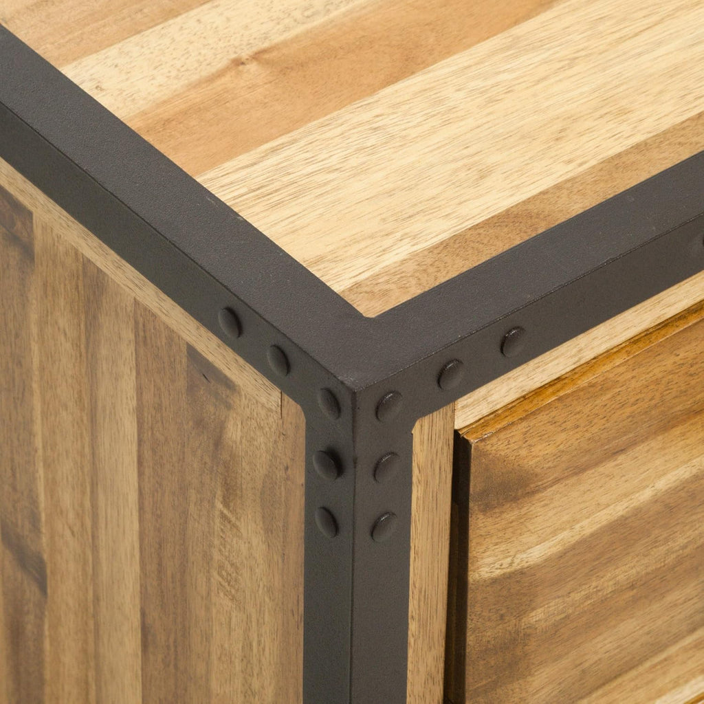 Natural Stained Acacia Wood Two Drawer Night Stand O968