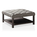 Wood Ottoman in Antique Washed Gray and Light Gray J8845