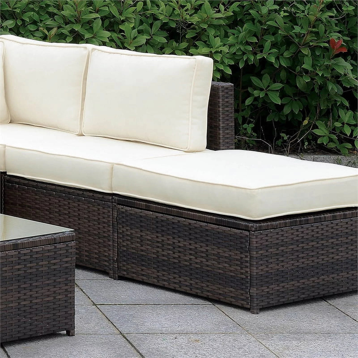 Brown and Beige Rattan Patio Armless Chair J3814